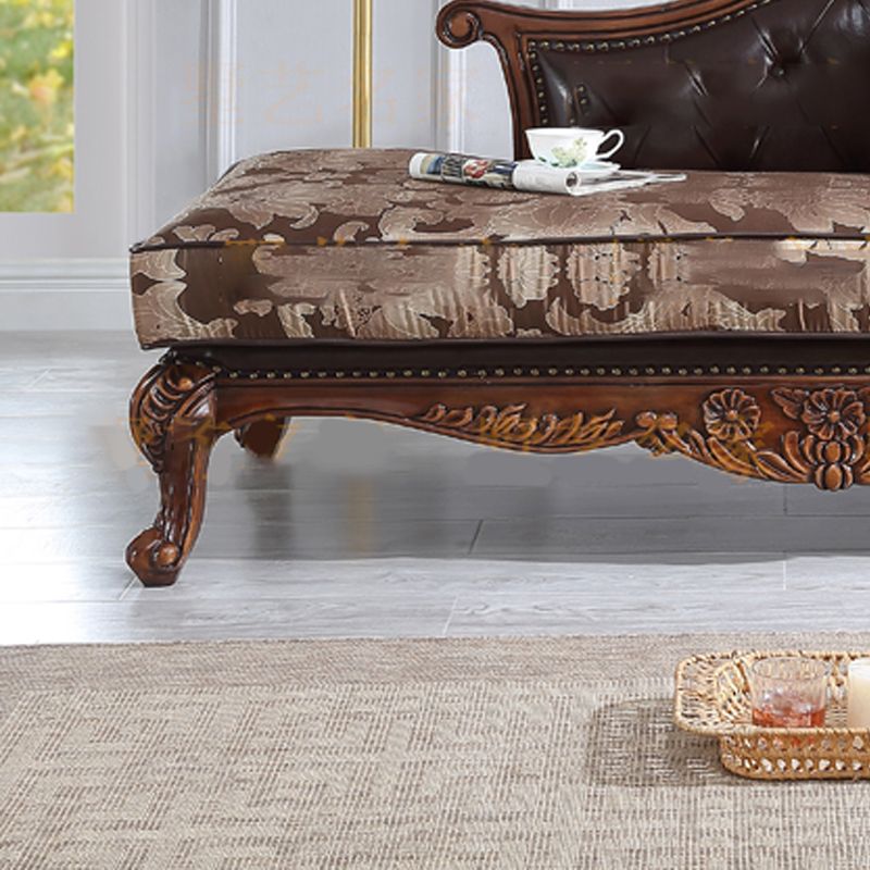 Traditional Upholstered Chaise Lounge Couch Fabric Chaise Lounge Chair with Arms
