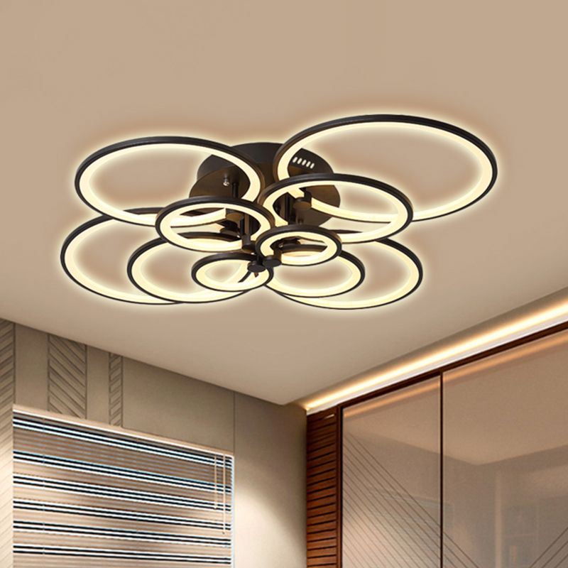 Multi-Ring Wohnzimmer Flush Mount Acryl 8/10 Lichter Moderne Deckenleuchte in Braun, Warm/Weißes Licht