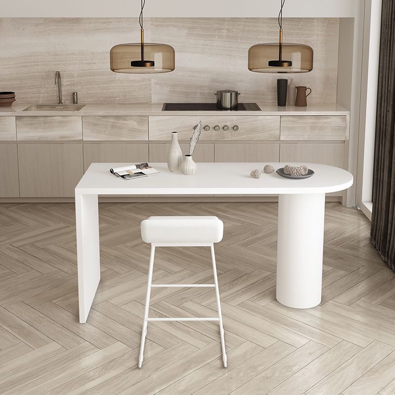 Faux Wood Bar Table Modern Double Pedestal Pub Table for Patio Use