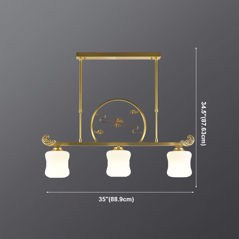 Éclairage d'éclairage d'île géométrique Contemporain 3 Éclairage d'îlot de cuisine léger avec une teinte en verre