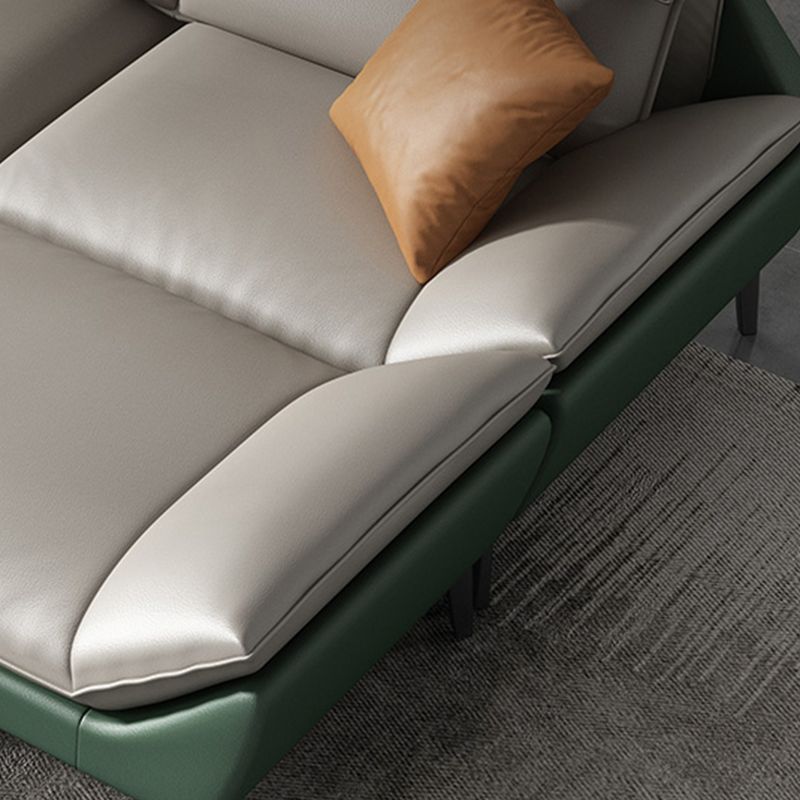 Foam Solid Color Flared Arm Waterproof Genuine Leather Sofa for Home