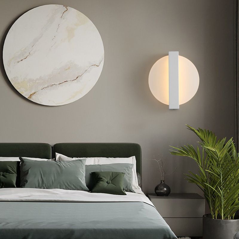 Single Contemporary Wall Mounted Sconce Brass/Black/White LED Wall Light for Bedroom