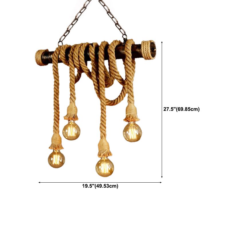 Industrial Hanging Light Exposed Bulb Island Lamp with Rope for Restaurant