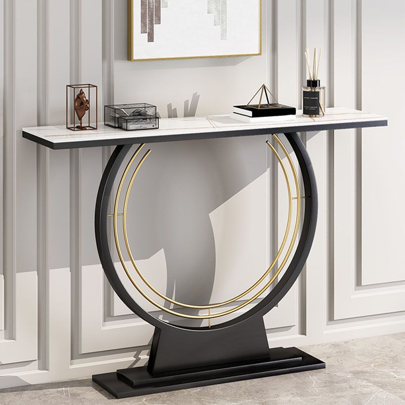 Modern Metal Console Sofa Table Rectangle Stone Console Accent Table for Hall