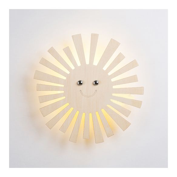 Mooi beige muurlicht cartoon patroon houten led muurlamp voor woonkamer kinderkamer