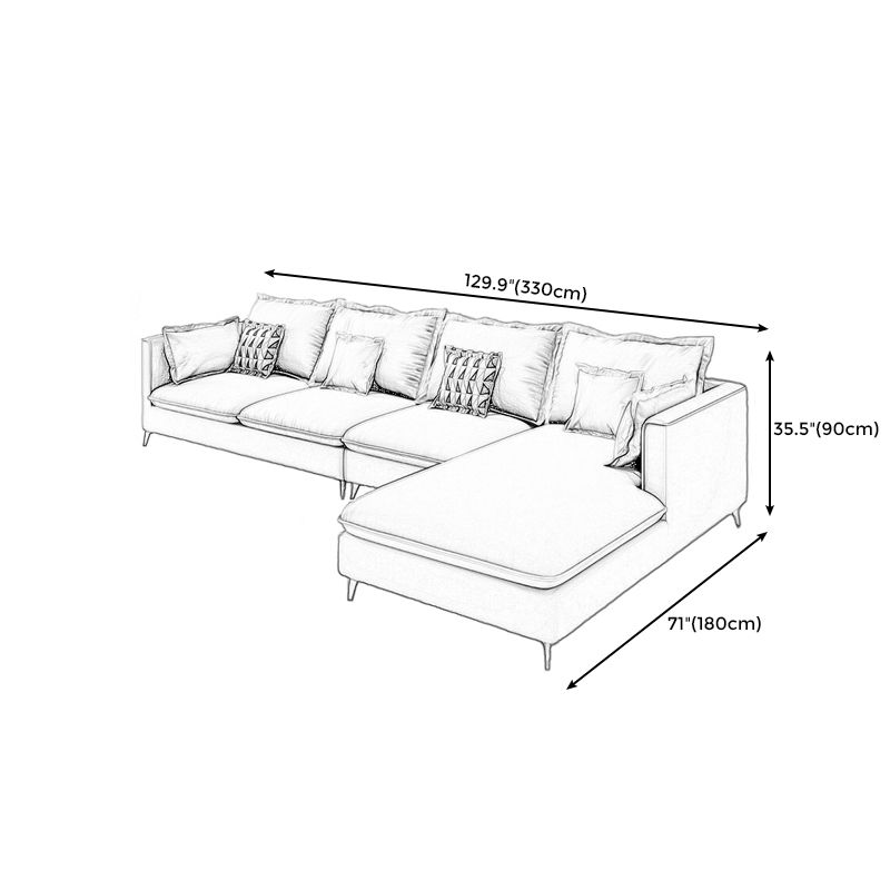 129.92" D x 70.86" W x 35.43" H Faux Leather Square Arm Sofa with Bolster Pillows