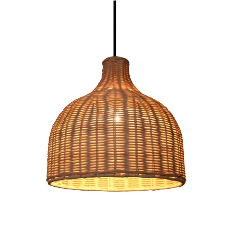 Basket Suspension Lighting Minimalist Rattan 1 Head Restaurant Pendant Ceiling Light