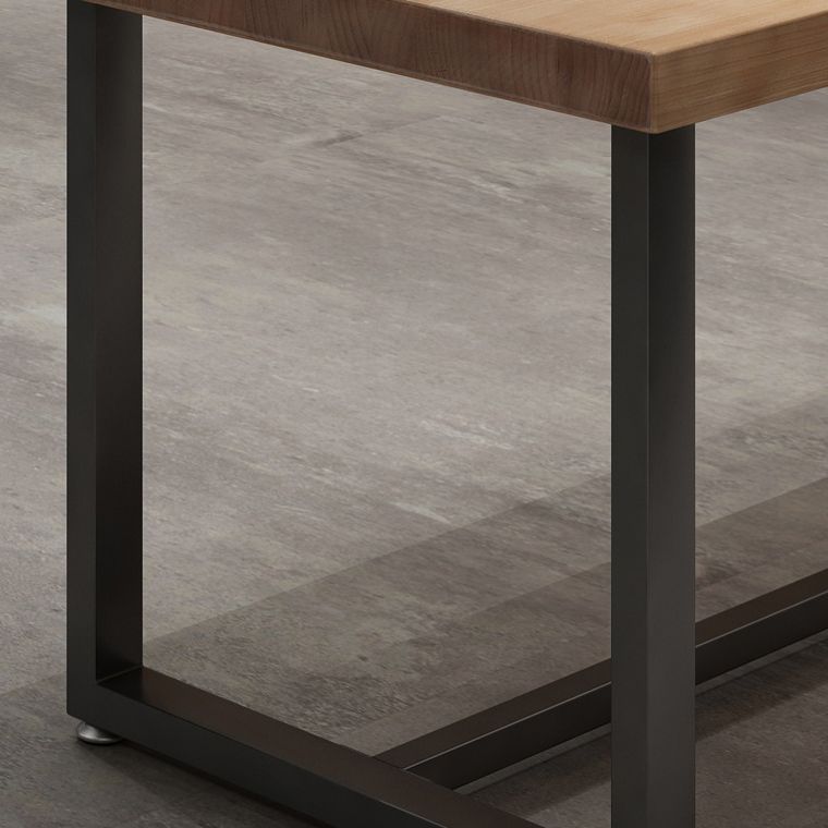 Mesa de cocina de la cena de madera maciza industrial mesa de cocina marrón con marco negro para comedor
