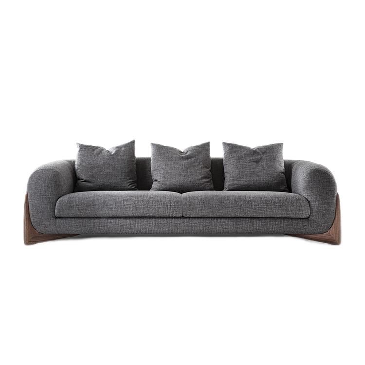 Modern Style Sofa Low Back with Sponge Cushion Filling Solid Wood Feet Sofa Bed