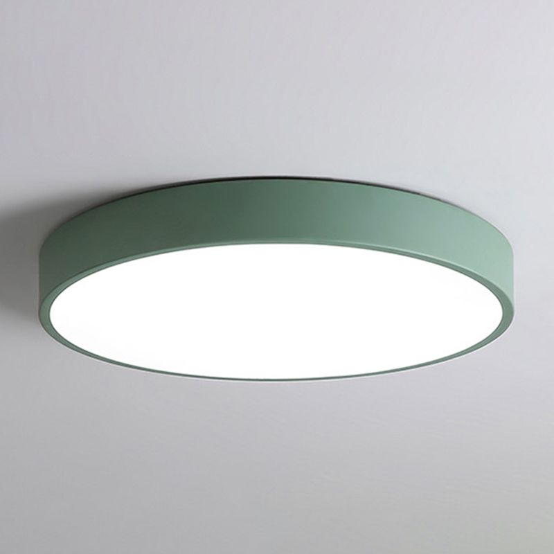 Round Shape LED Ceiling Lamp Macaroon Simple Style Iron 1 Light Flush Mount for Aisle