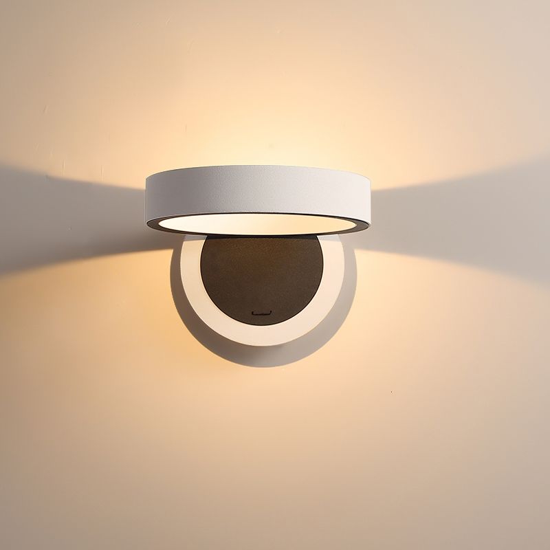 Modern Metal 1-Light Wall Mount Lamp Adjustable Round Wall Sconce for Bedroom