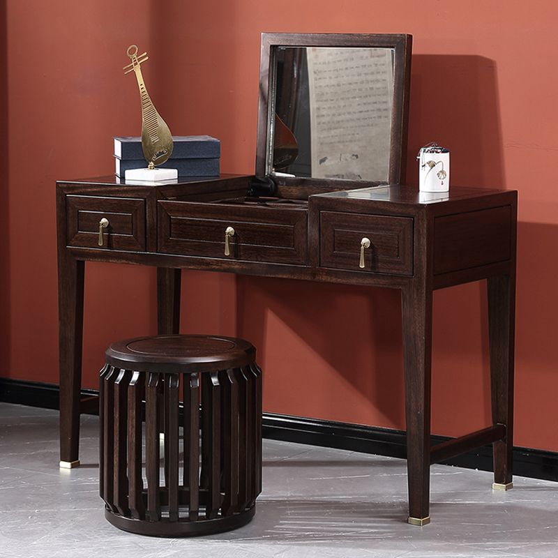 Solid Wood Vanity Dressing Table Traditional Flip-Top Makeup Vanity Table