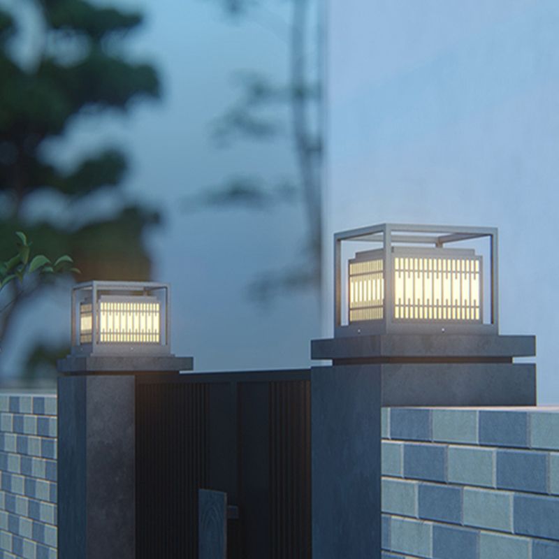 Household Pillar Light Geometric LED Solar Lighting Fixture for Backyard