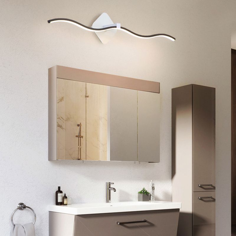 Linear Shape Metal Wall Sconce Modern Style 1 Light Mirror Wall Lighting Fixtures