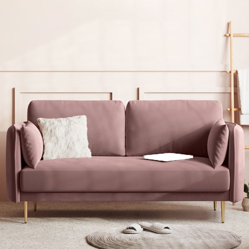 Square Arm Contemporary Settee Sofa Standard Velvet Settee Couch
