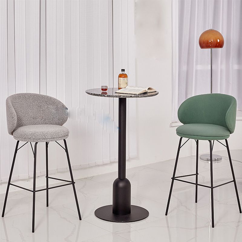 Fixed Bar Table Industrial Bistro Bar Height Cocktail Table with Metal Pedestal