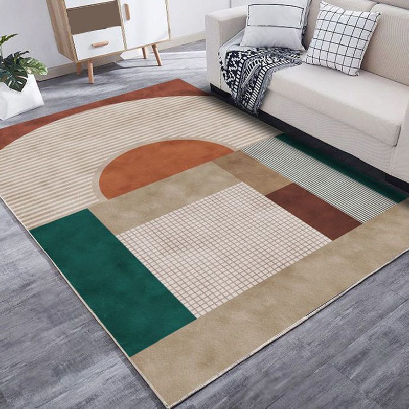 Beige Modern Area Carpet Color Piece Carpet Stain Resistant Carpet for Home Decor