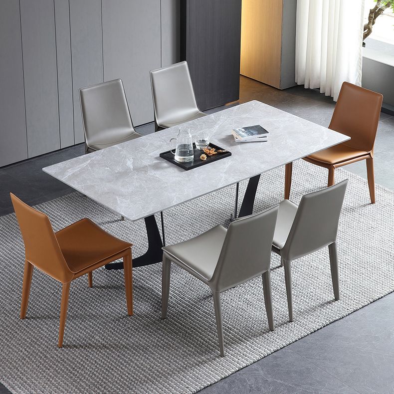 Upholstered Armless Dining Chairs Faux Leather Dining Side Chair