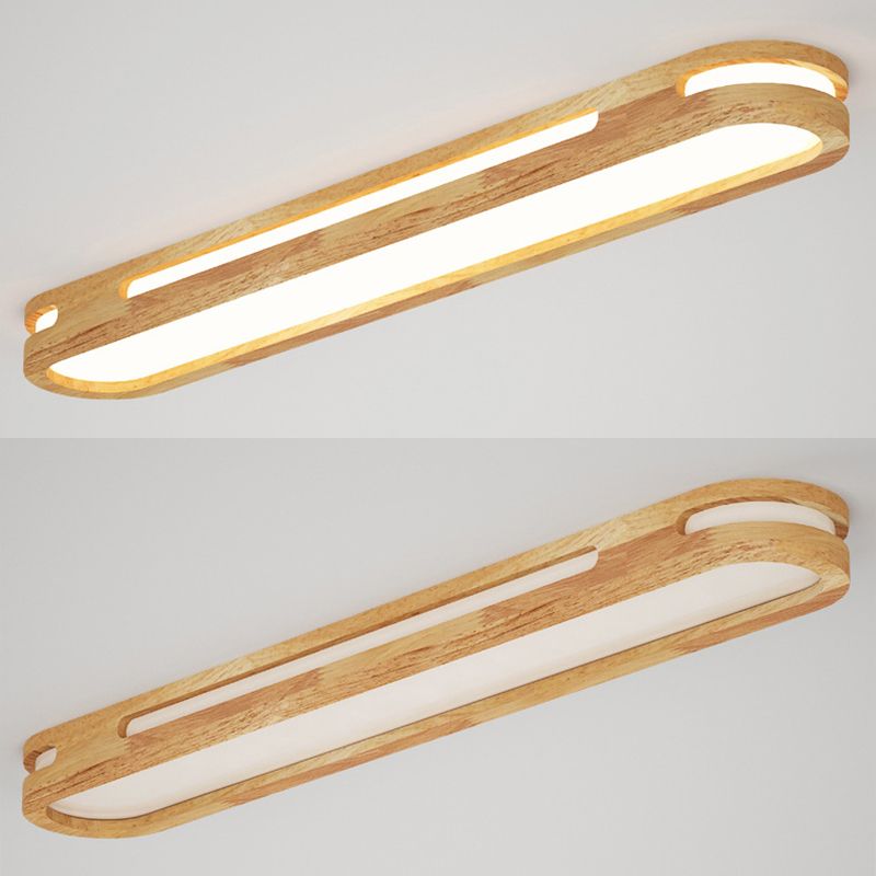 Luminaire encastré oblong en bois Plafonnier encastré LED nordique en bois