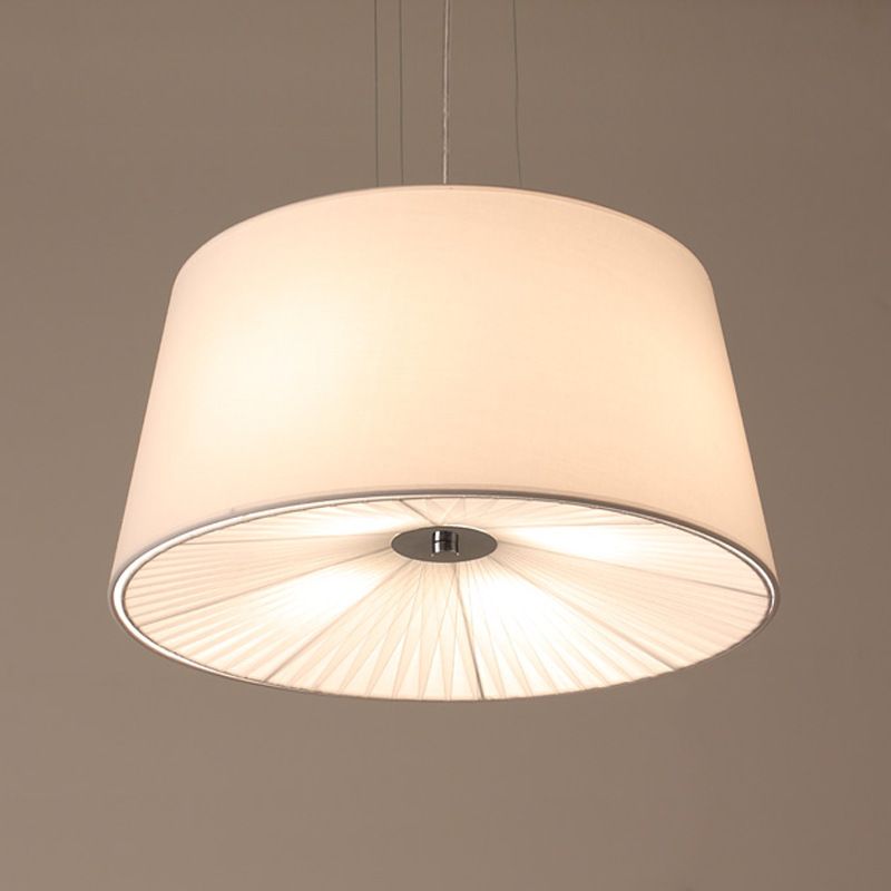 Tissu tambour pendant du lustre nordique 4 lumières suspension de salon en blanc / bleu / beige avec design d'abricot