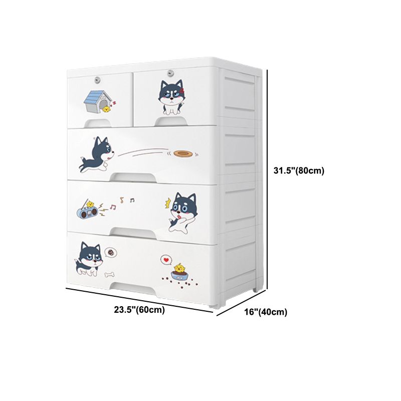 Contemporary Wardrobe White Color Plastic Wardrobe Closet with Drawers