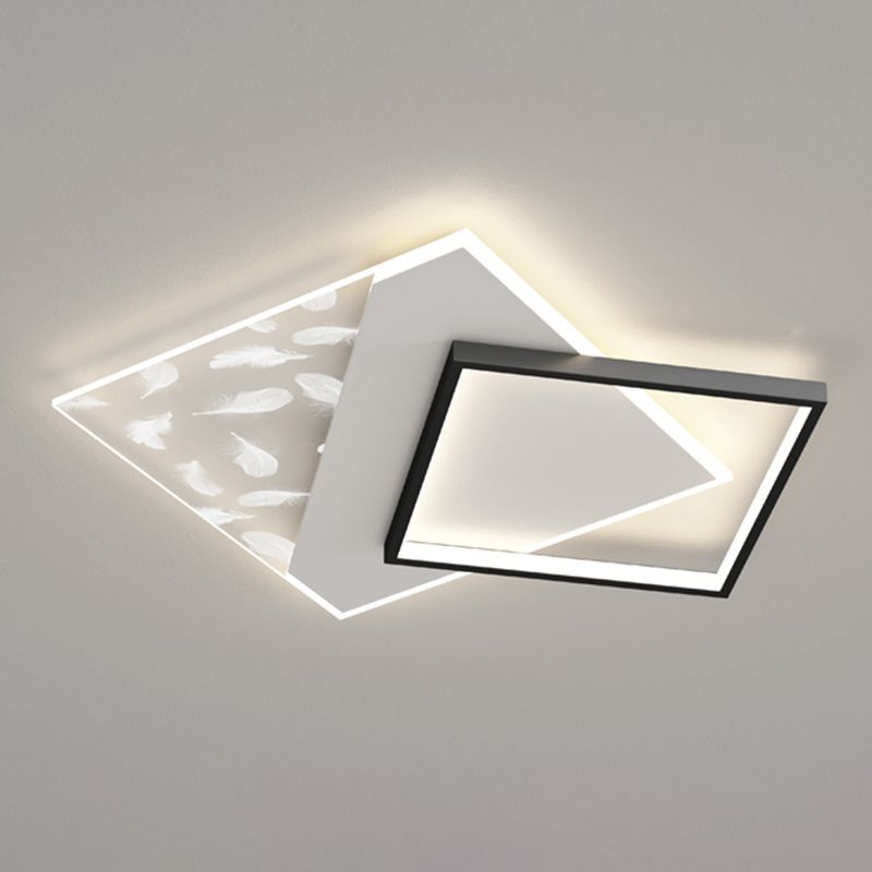 Square Feather LED Semi Flush Mount in Modern Concise Style Acrylic Ceiling Light for Bedroom