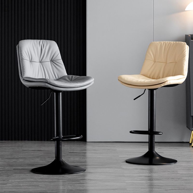 Industrial Metal Barstool Faux Leather Counter Stool With Chrome Base