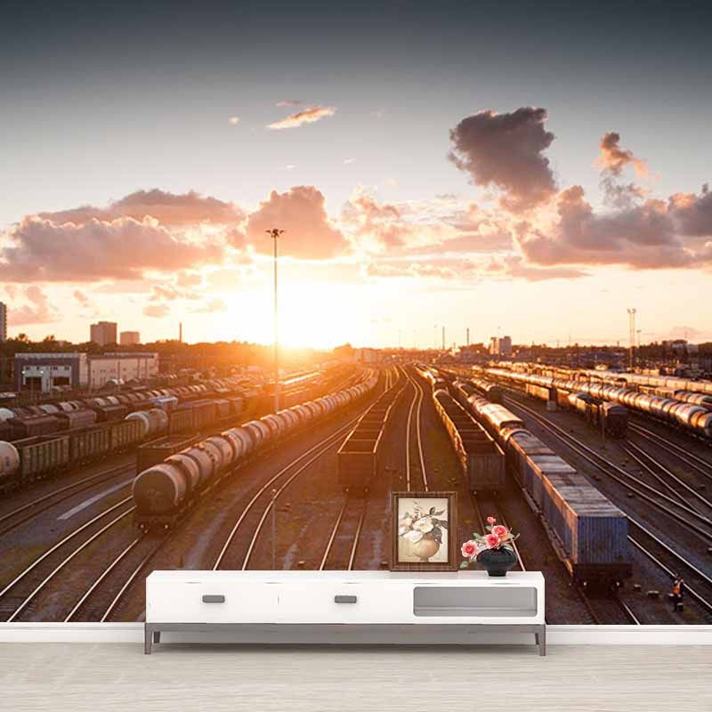 Modern Style Wall Mural Wallpaper Urban Transportation Sitting Room Wall Mural