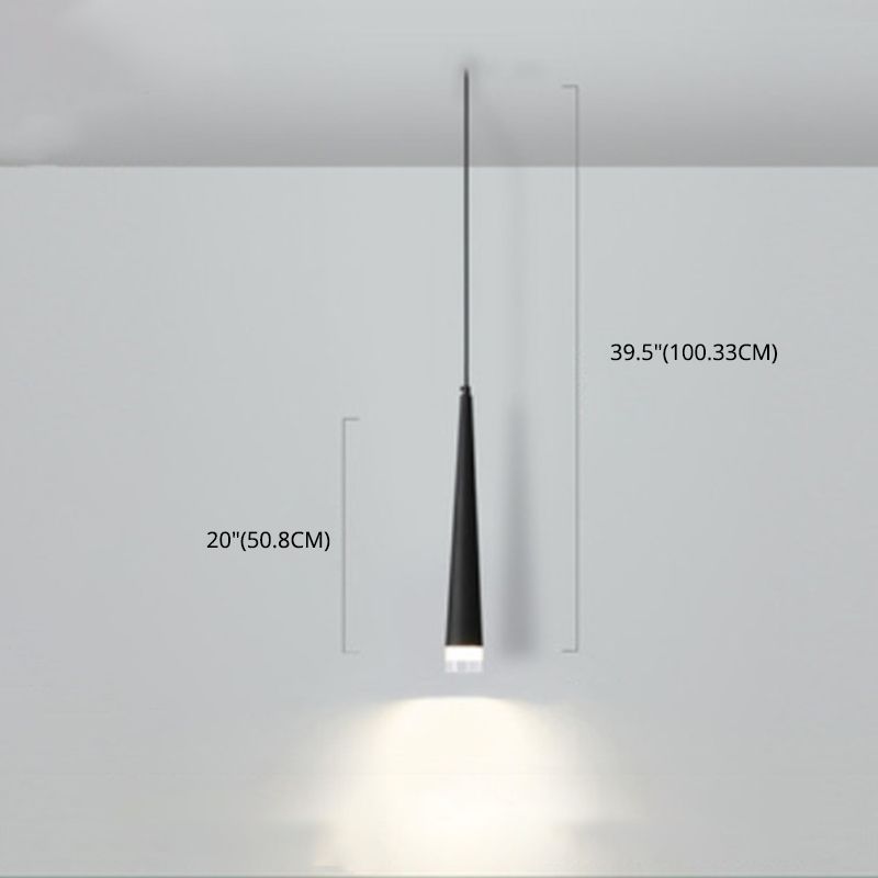 Crystal Conical LED Pendant Light in Modern Luxury Style Aluminium Indoor Hanging Light in Black