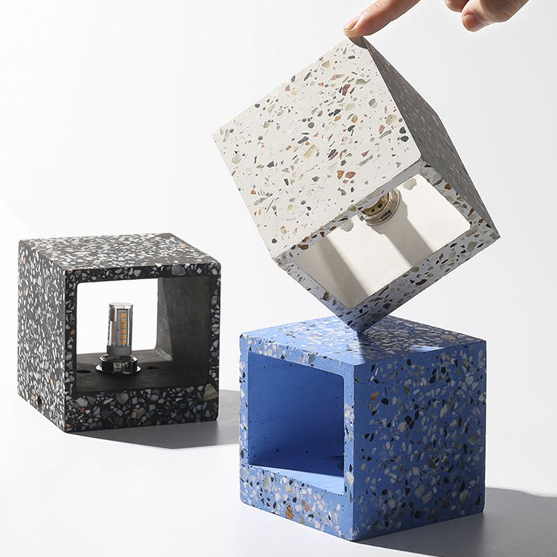 Lampada a monte a parete quadrata in pietra Lampada di applique in stile nordico per camera da letto