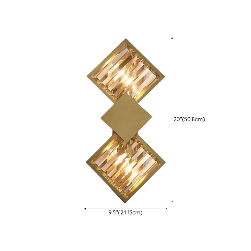 2-Light Geometric Wall Light Fixture Modern Crystal Wall Sconce Light