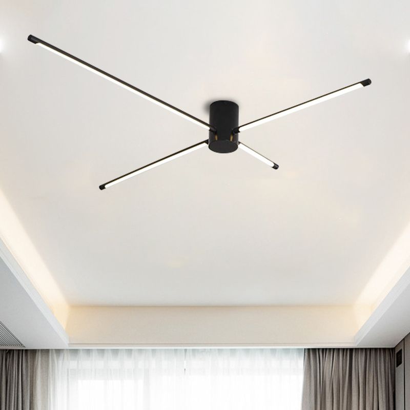 Simple Sputnik Acrylic Semi Mount Light 35.5"/39" W Black LED Ceiling Mount Light Fixture