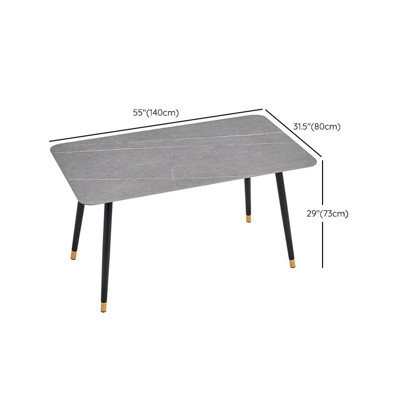 Matte Finish Stone Dinette Table Contemporary Rectangle Dining Table