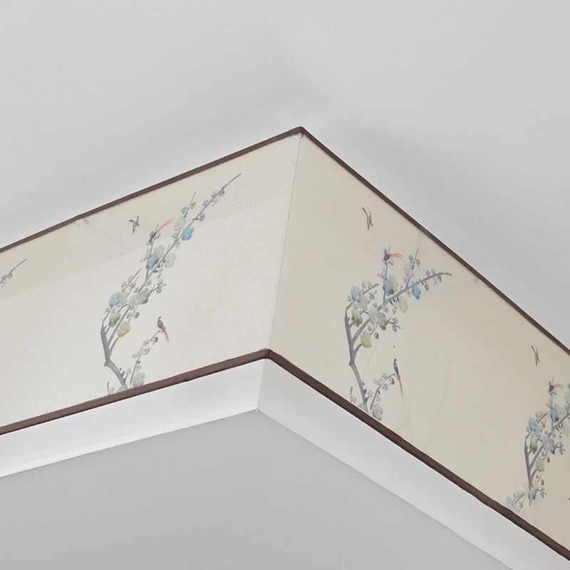 Lampe à encastrer traditionnelle pour chambre à coucher avec abat-jour en tissu géométrique en blanc