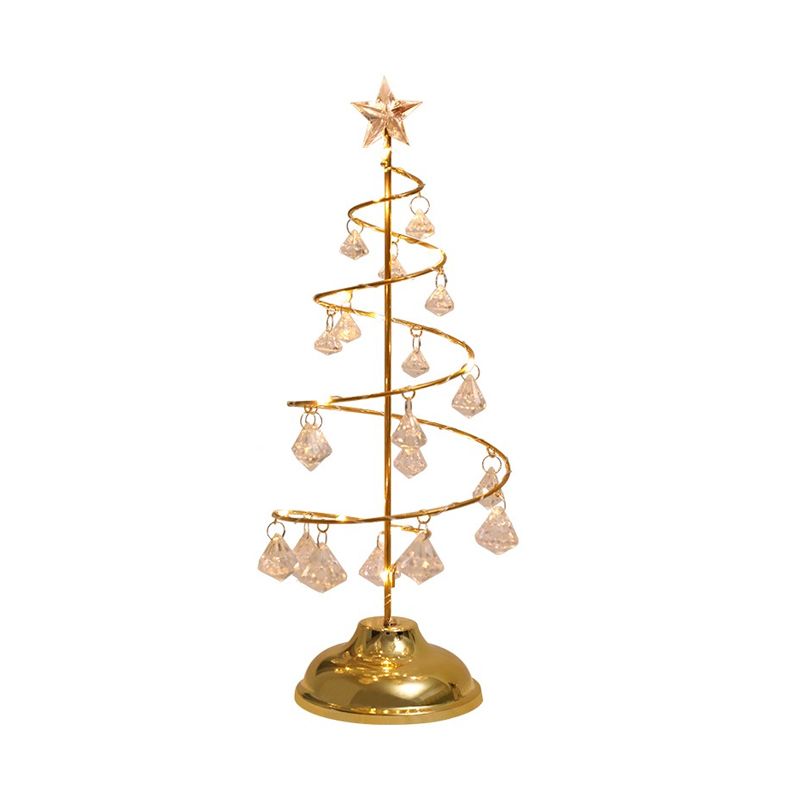 Lampada da tavolo per albero di Natale argento/oro Lampada da comodino moderna a LED in cristallo trasparente K9 per camera da letto