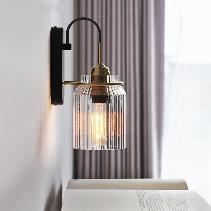 Modern 1-Light Wall Lamp Glass Wall Sconce Lighting for Bedroom