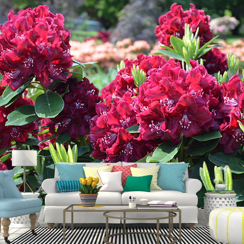 Blooming Rhododendron Mural Personalized Size Wall Covering for Sleeping Room
