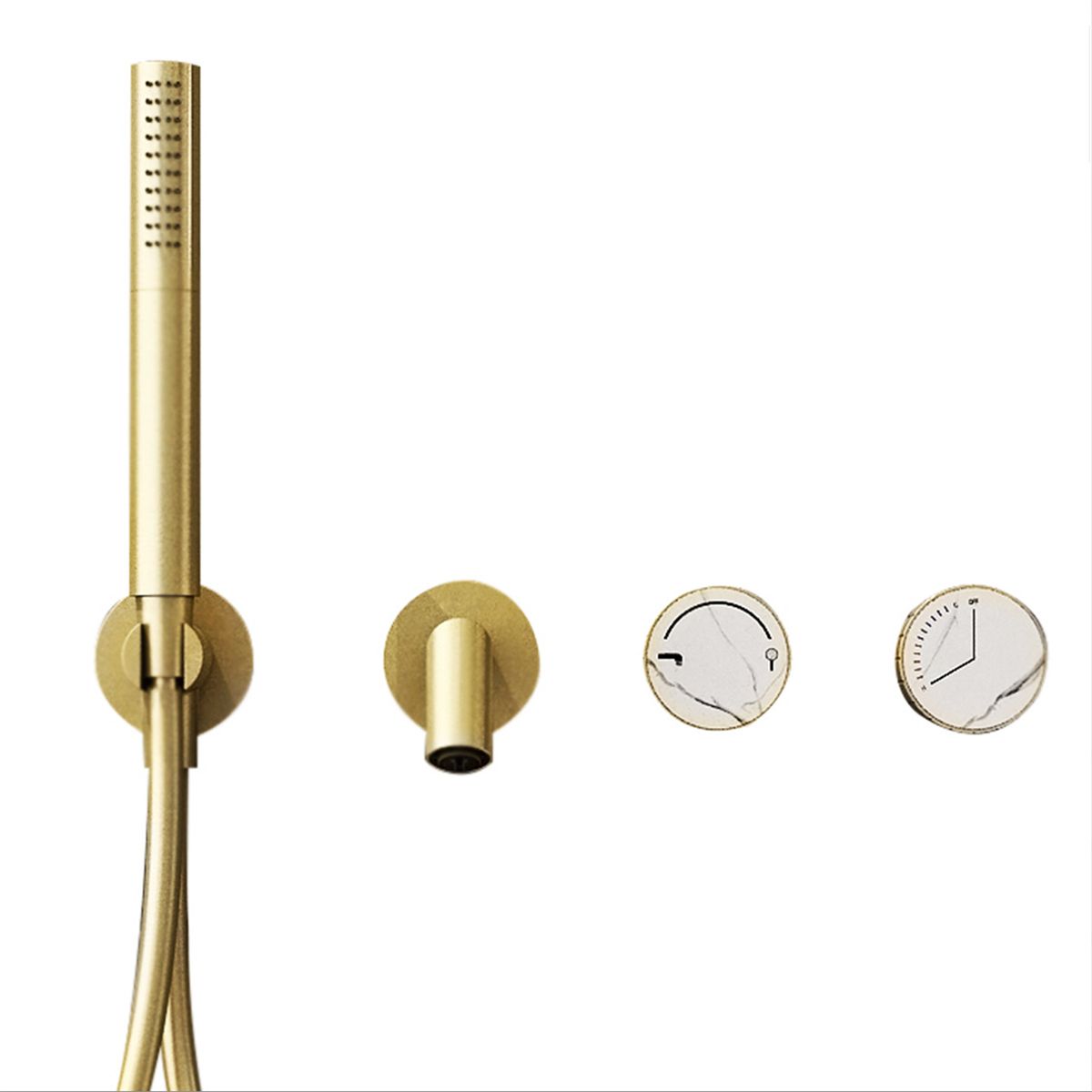 Wall Mounted Tub Faucet 2 Handle Valve Tub Spout Trim with Hand Shower