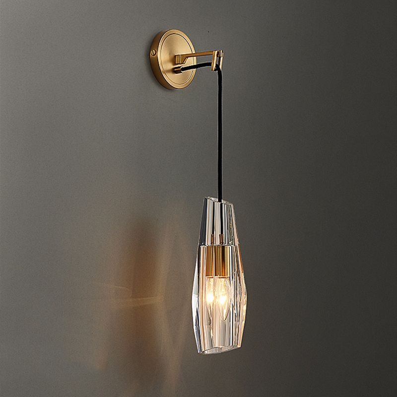 Teardrops Wall Mount Light Fixture Modern Style Crystal 1-Light Sconce Lights in Gold