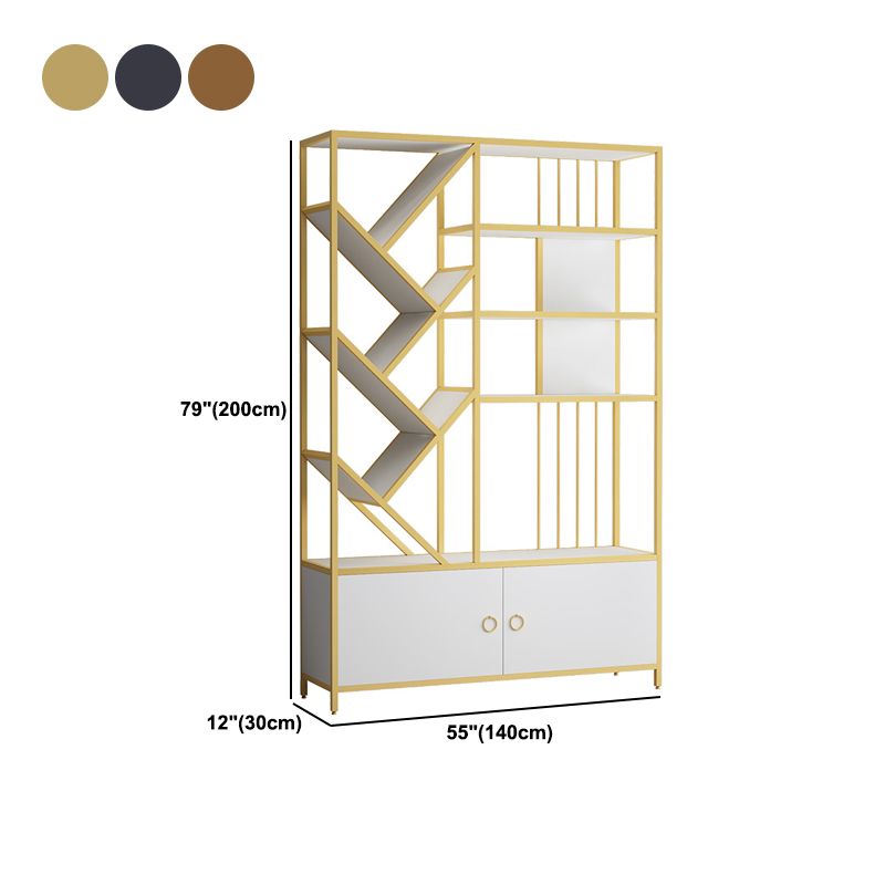 Scandinavian Open Back Bookshelf Metal Bookcase with Cabinet