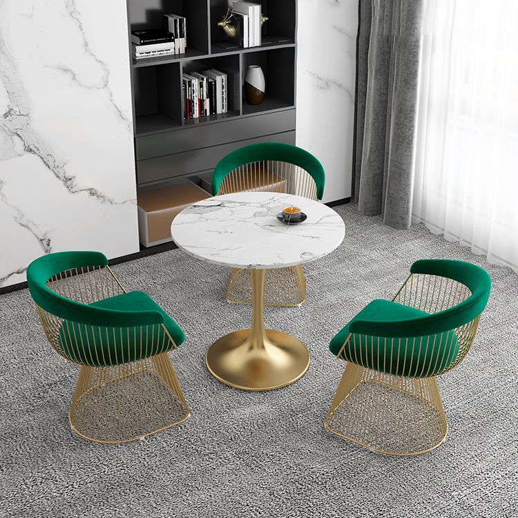 White Stone Top Table for Home Traditional Luxury Round Dining Table