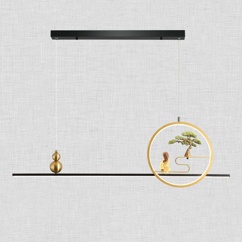 Metal Hanging Pendant Lights 2-Light Modern Linear Hanging Lamps for Tea Room