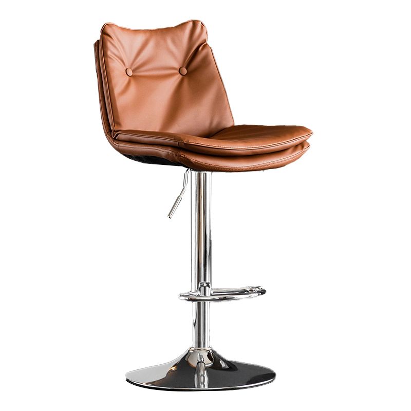 Scandinavian Metal Stool Faux Leather Upholstered Counter Stool in Matte Finish