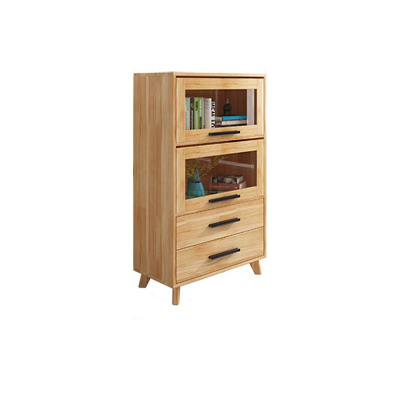 Rectangle Contemporary Natural Cabinet with Glass Doors and Drawers