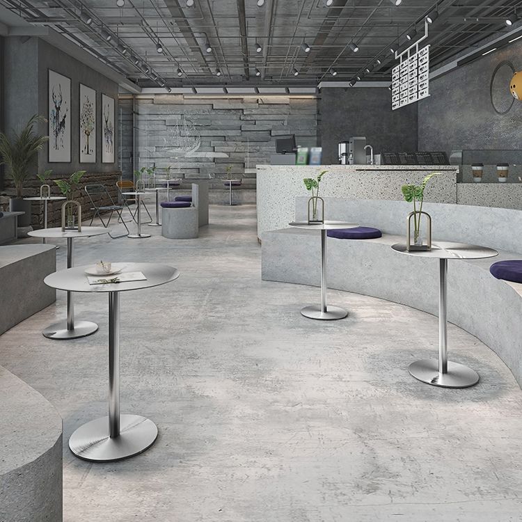 Round Counter Height Metal Dining Table in Steel Industrial Counter Table