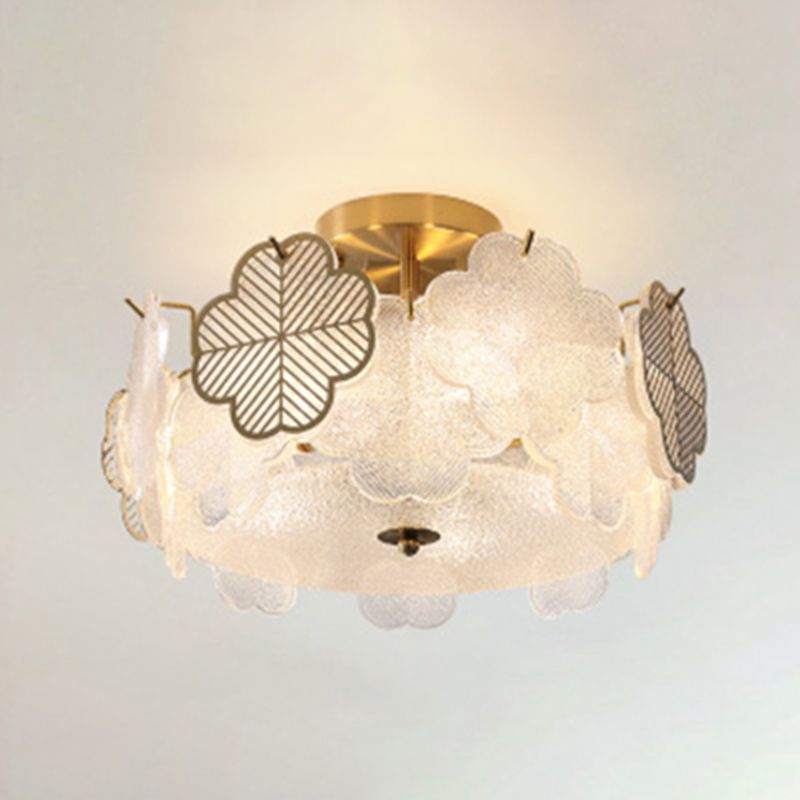 Modern Style Ceiling Mount Light Round with Glass Shade for Bedroom