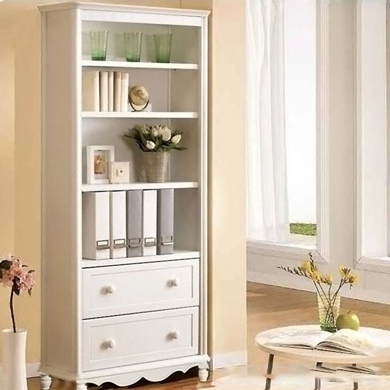 White Wooden Bookshelf Standard Shelves Included Closed Back Bookcase