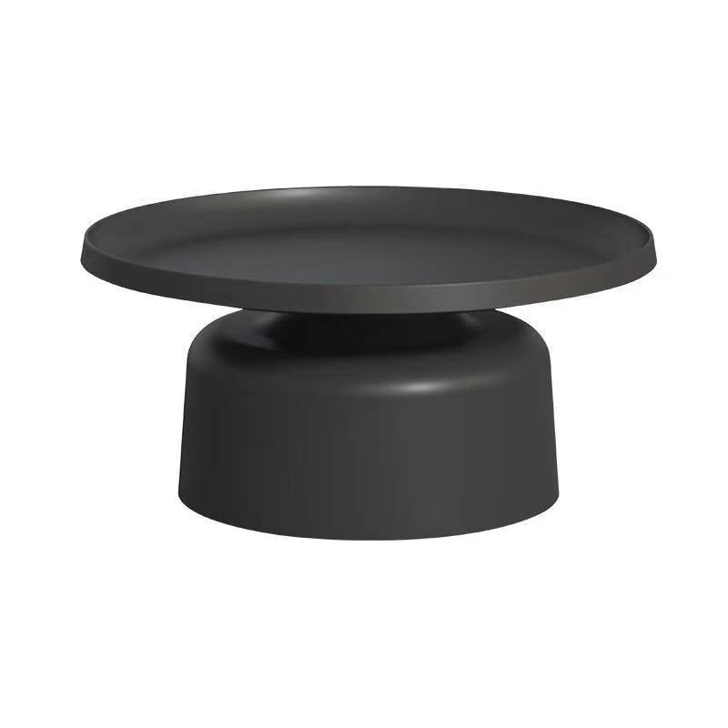 Mid-Century Iron Coffee Table Pedestal Round Tray Top Cocktail Table Set