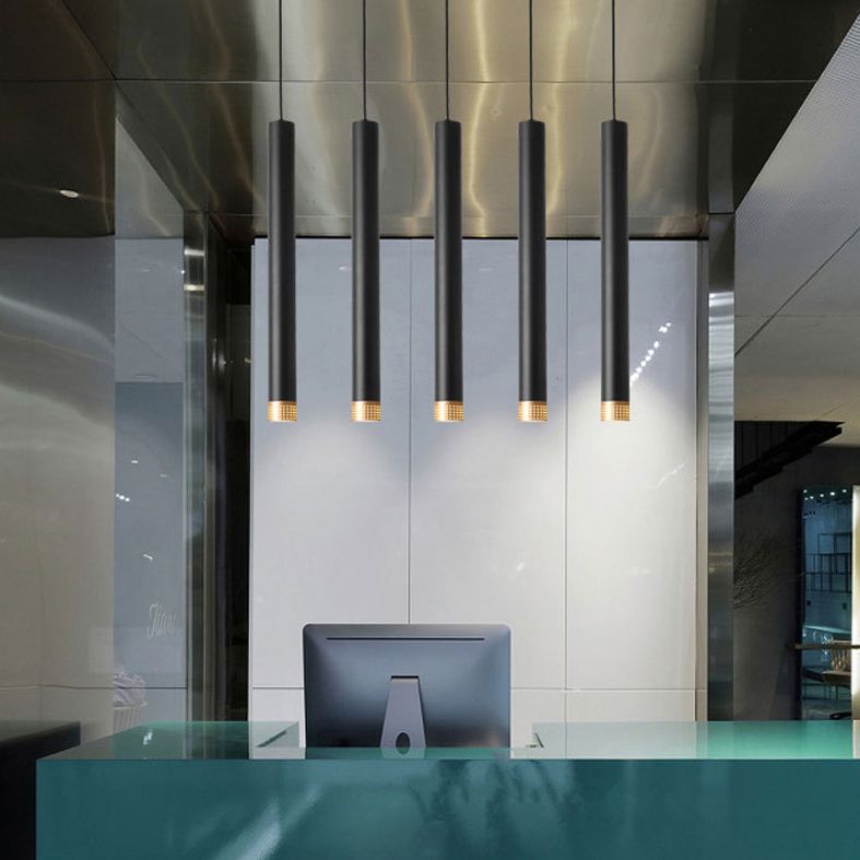 Aluminum Tube Shade Suspension Light Minimalist LED Ceiling Pendant with Beehive Design