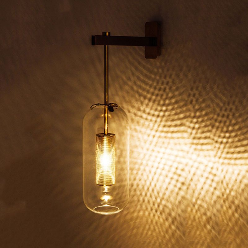 Industrial Glass Vanity Light Minimalist Wall Light Sconce for Bathroom